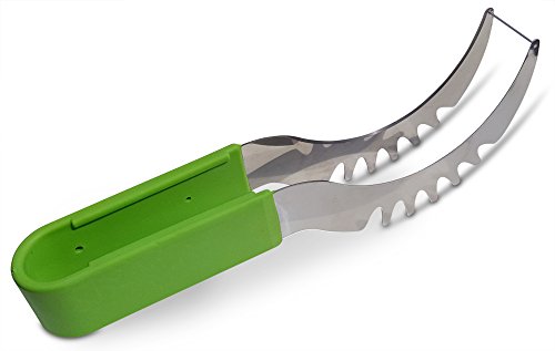 KITCHEN SAMOURAI Couteau découpe pastèque ou melon - pince confortable et solide - coupe fruit avec manche en silicone antidérapant et double lame en acier inoxydable 8754215240332 (8754215240332)