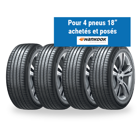 POUR 4 PNEUS 18" ACHETÉS ET POSÉS SUR LA GAMME ÉTÉ ET 4 SAISON DE LA MARQUE HANKOOK code EAN 88085634275773 