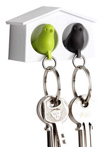 Accroche-clés en forme de nichoir avec 2 porte-...