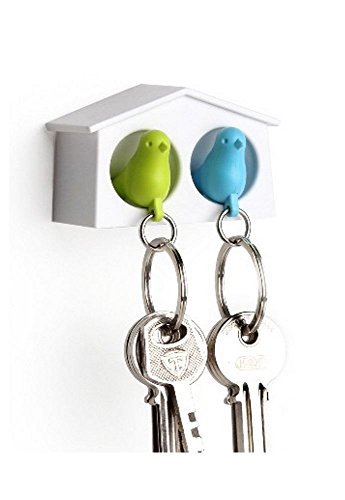 Accroche-clés mini nichoir avec 2 porte-clés av...