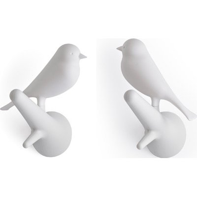 Set de 2 Patères Sparrow Blanc/Blanc