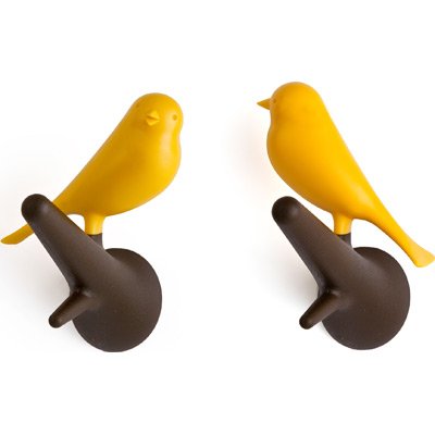 - patère - set de 2 patères moineaux - jaune