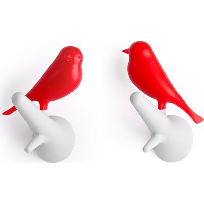 - patère - set de 2 patères moineaux - rouge