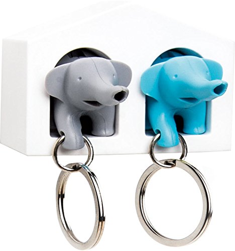 Duo éléphant porte-clés porte-clés, blanc/bleu/...