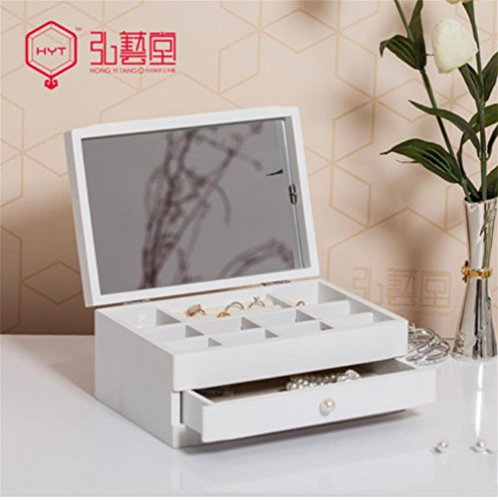 XYXY Gorgeous 2 Layer boîte à bijoux en bois bo...