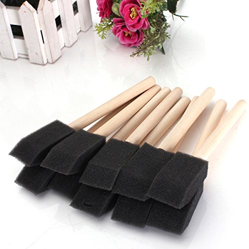 20 pcs mousse ponge manche en bois de brosses d...