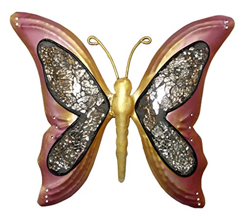 Lalhaveli Antique Vintage en fer forgé design papillon Décoration Murale 23 x 25 Centimètre, Fonde, rose, 23 X 25 Centimeter 8907033145697 (8907033145697)
