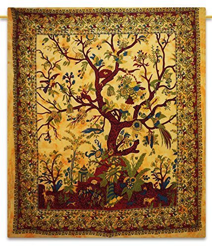 Arbre de la vie indienne Hanging coton mur Tapi...