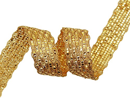 Metallic Edging Lace Couture 25 mm De Large Fou...