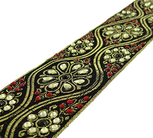 Designer Floral Motif Garniture 5,84 Cm Ruban P...