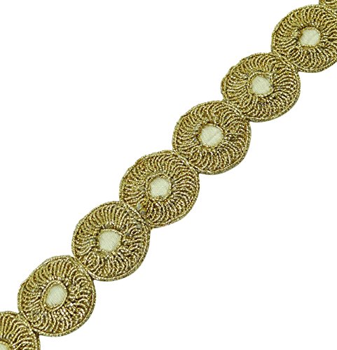 2.54 Cm Large Tissu Brodé Floral Garniture Méta...