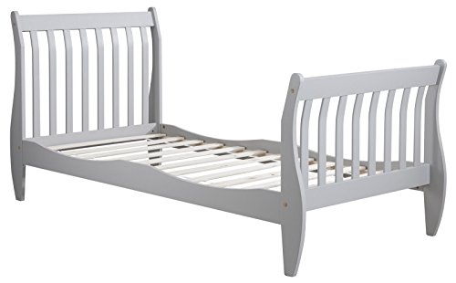 Lit Bateau en soie gris simple - Matelas non in...