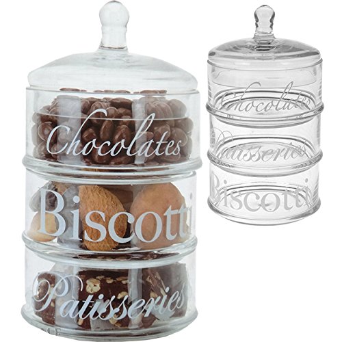 3 Pots Empilables en Verre pour Bonbons, gâteau...