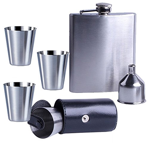 Coffret Flasque à Alcool Inox + 4 Verres (+ étu...