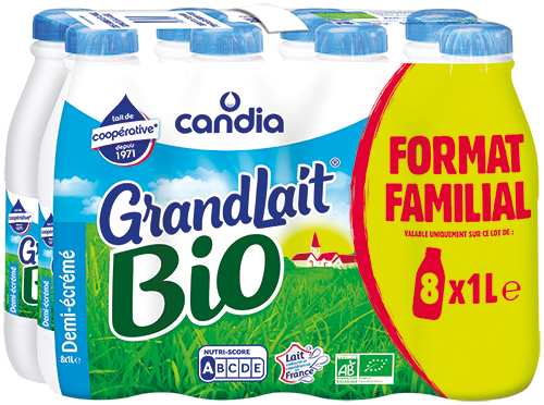 GRANDLAIT BIO DEMI-ÉCRÉMÉ FORMAT FAMILIAL