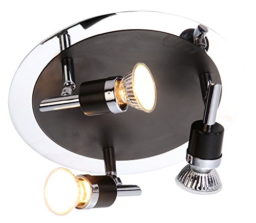 Spot chrome, noir, D:240, H:135, incl. 3xGU10 5...