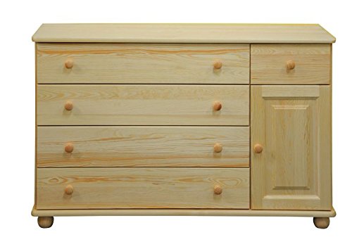 Commode en bois du pin massif nature « Junco » ...
