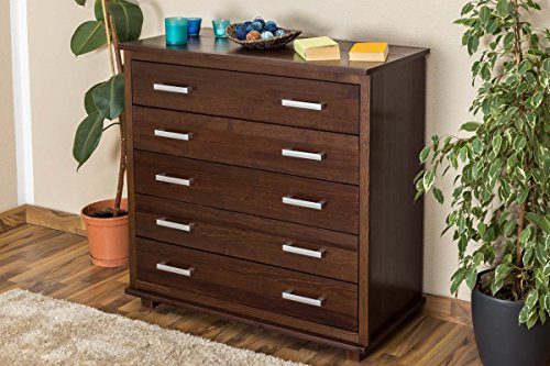 Commode en bois du pin massif en couleur de noy...