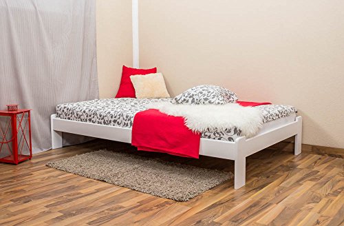 Steiner Shopping Lit futon bois du pin massif blanc A10, incl. sommier à lattes - Dimensions : 120 x 200 cm code EAN 9010051401955 