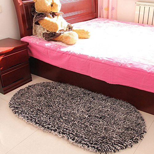 Tapis antidérapant Ellipse moderne,noir et blan...