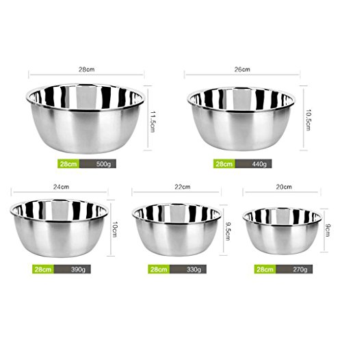 PRIDE K Vaisselle inoxydable bassin en acier approfondie épaissie bassin soupe bassin rond assaisonnement pots pots of vegetables 5 ensembles code EAN 9115436490668 