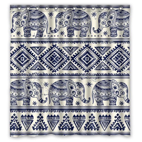 Maygood Lawrence Elephant Art On Aztec Pattern Waterproof Bathroom Fabric Shower Curtain With Rings,Bathroom Decor 66x72 inch code EAN 9125456118015 