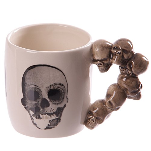 Fuf.Mcl fuf. MCL Tasse en céramique Squelette Halloween Creative crâne Poignée Enfant Boisson Tasse à café, blanc, 301-400 ml 9135415210834 (9135415210834)