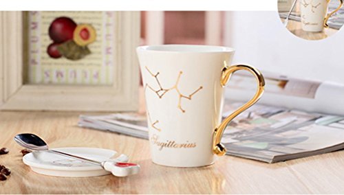 Fuf.Mcl fuf. MCL Couple en céramique l'eau tasse de tasse de café avec la housse avec le kit Cuillère, 12 constellations goalscorer 9135415210919 (9135415210919)