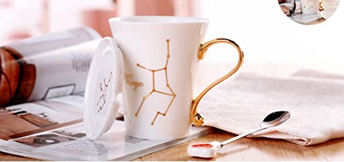 Fuf.Mcl fuf. MCL Couple en céramique l'eau tasse de tasse de café avec la housse avec le kit Cuillère, 12 constellations Vierge 9135415210940 (9135415210940)