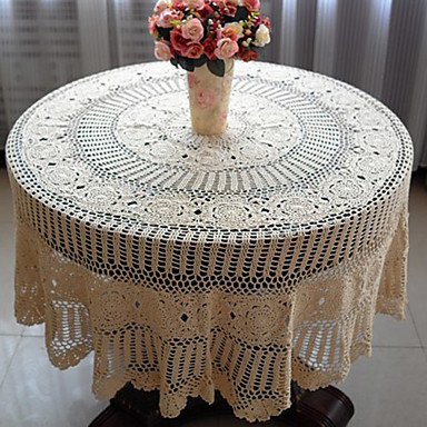 ZYT Beige 100% Coton Rond Nappes de table