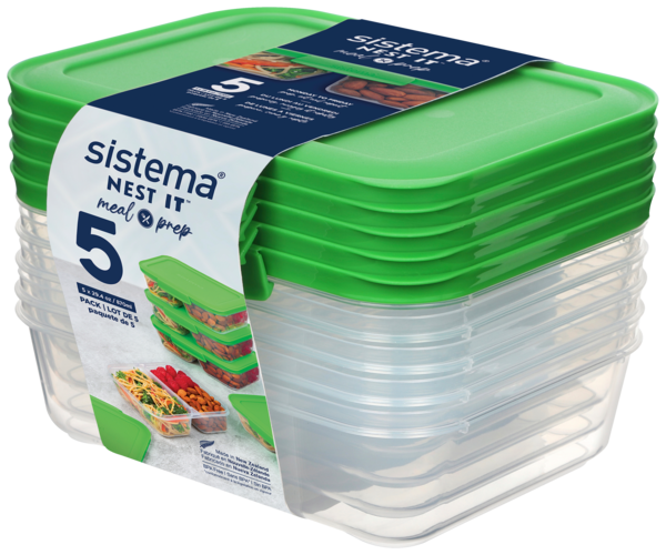 LOT DE 5 BOÎTES AVEC 2 COMPARTIMENTS SISTEMA