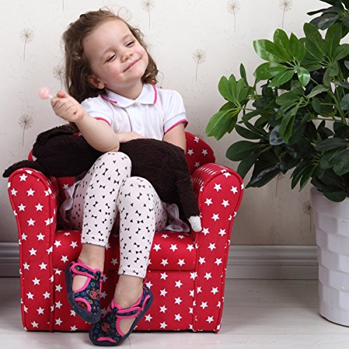 Fauteuil sofa pour enfant rembourré rouge, blan...