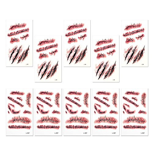 0pcs - halloween fausse plaie zombie scars et d...