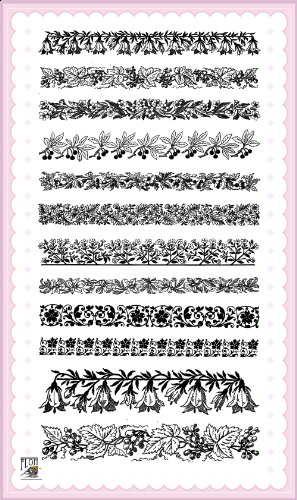 FLONZ Art Deco Fleurs lacets limites (petite) // Tampon Clear Stamp Pack (10x18 cm) FLONZ code EAN 9464301010570 