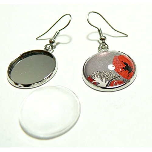 perlesmania.com 20 pièces: 10 Boucle d'oreille crochet Qualité 12mm PP et 10 cabochons en verre code EAN 9561452233459 
