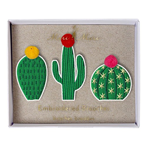 Broches brodées cactus - Set de 3 Vert 9781682081747 Meri Meri