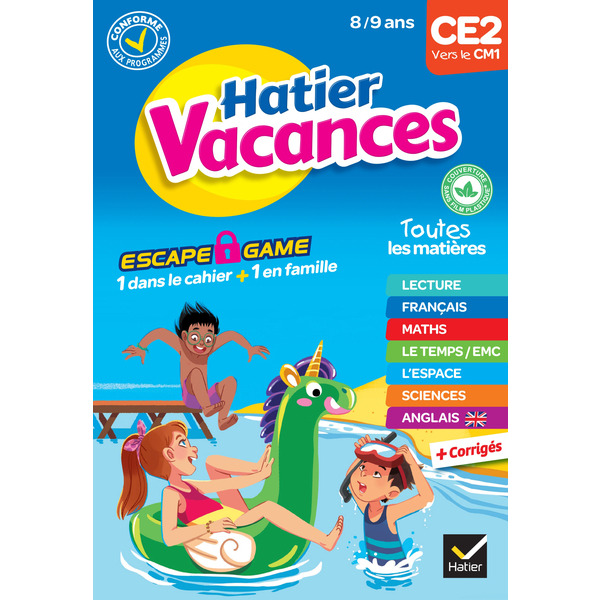  Cahiers de vacances collection HATIER Vacances code EAN 9782401051409 