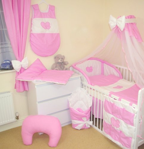 Baby's Comfort Parure de lit bébé ENSEMBLE DE 13 PIÈCES DE LITERIE CHOIX COULEURS (s'adapte lit 140x70 cm) (2 -Rose) code EAN 9786042152860 