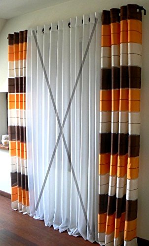 Supplied by AeMBe aembe - Œillets Rideau semi-transparent - Set - Top Design Moderne - 2 rideaux en 1 Pack - de marron chocolat/beige/orange - Haute Qualité 9788372455130 (9788372455130)
