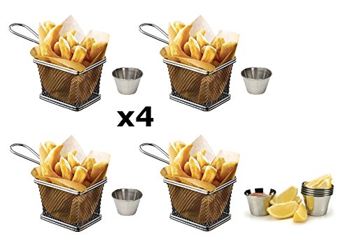 Lot de 4 mini paniers friteuse chromé 10 x 8 x 7 cm 9789437548927 Kitchen Stars
