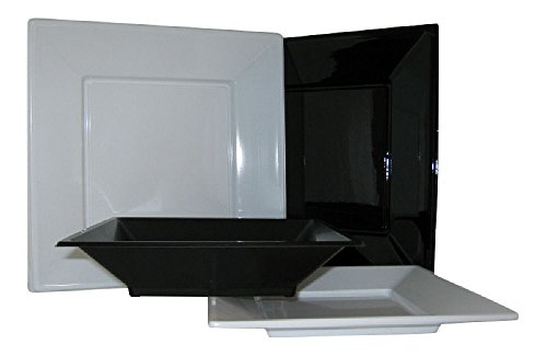 16 assiettes jetables en plastique carré 23 cm ...