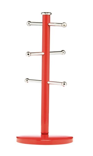 Arbre à mugs pour 6 mugs métal rouge