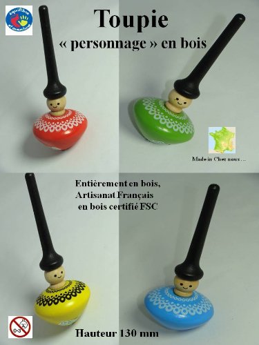 Toupie personnage en bois, artisanat Français