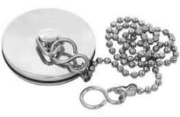 Bouchon de vidange et chaînette, évier, chrome,...
