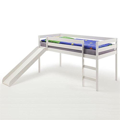 Lit surélevé en pin BENNY avec toboggan lasuré ...