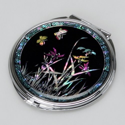 Antique Alive Miroir Maquillage Miroir de Poche Maquillage Double Beauté Nacre Métal Vanity Art floral ORCHIDEE code EAN B004GHIP1E 