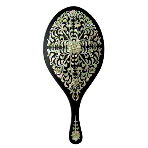 Miroir à main Ovale Bois Nacre Marron Design Na...