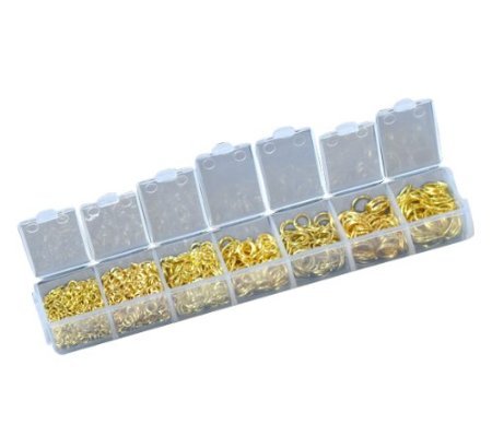 Générique Boite organiseur avec assortiment de 1780 anneaux fermoirs plaqués or 3 mm - 9 mm code EAN B0055OMDT2 