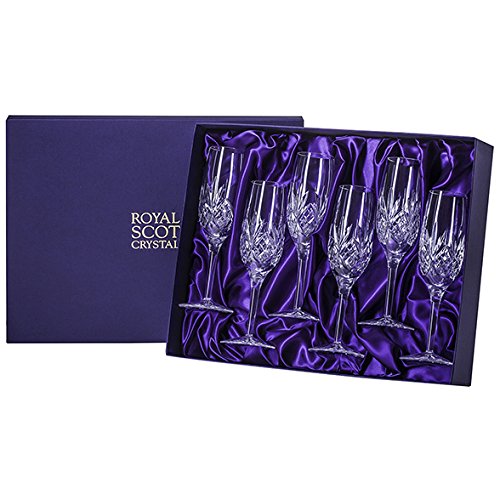 Coffret de 6 flûtes à champagne - cristal taill...