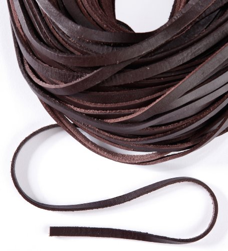 Cordon de cuir brun 5 m ø 9-10 mm largeur épais...
